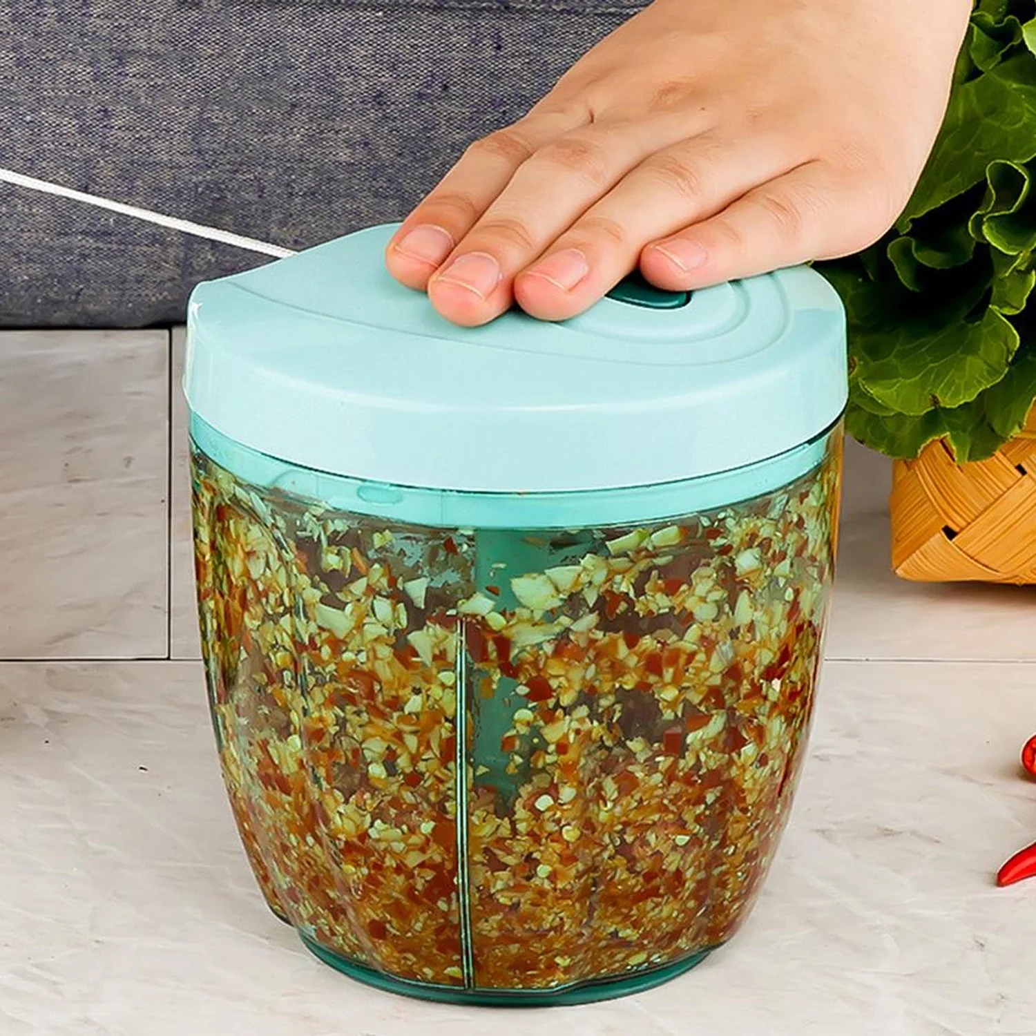 Manual Stainless Steel Vegetable Chopper – Compact, Extra Sharp with 5 Blades - Image 11