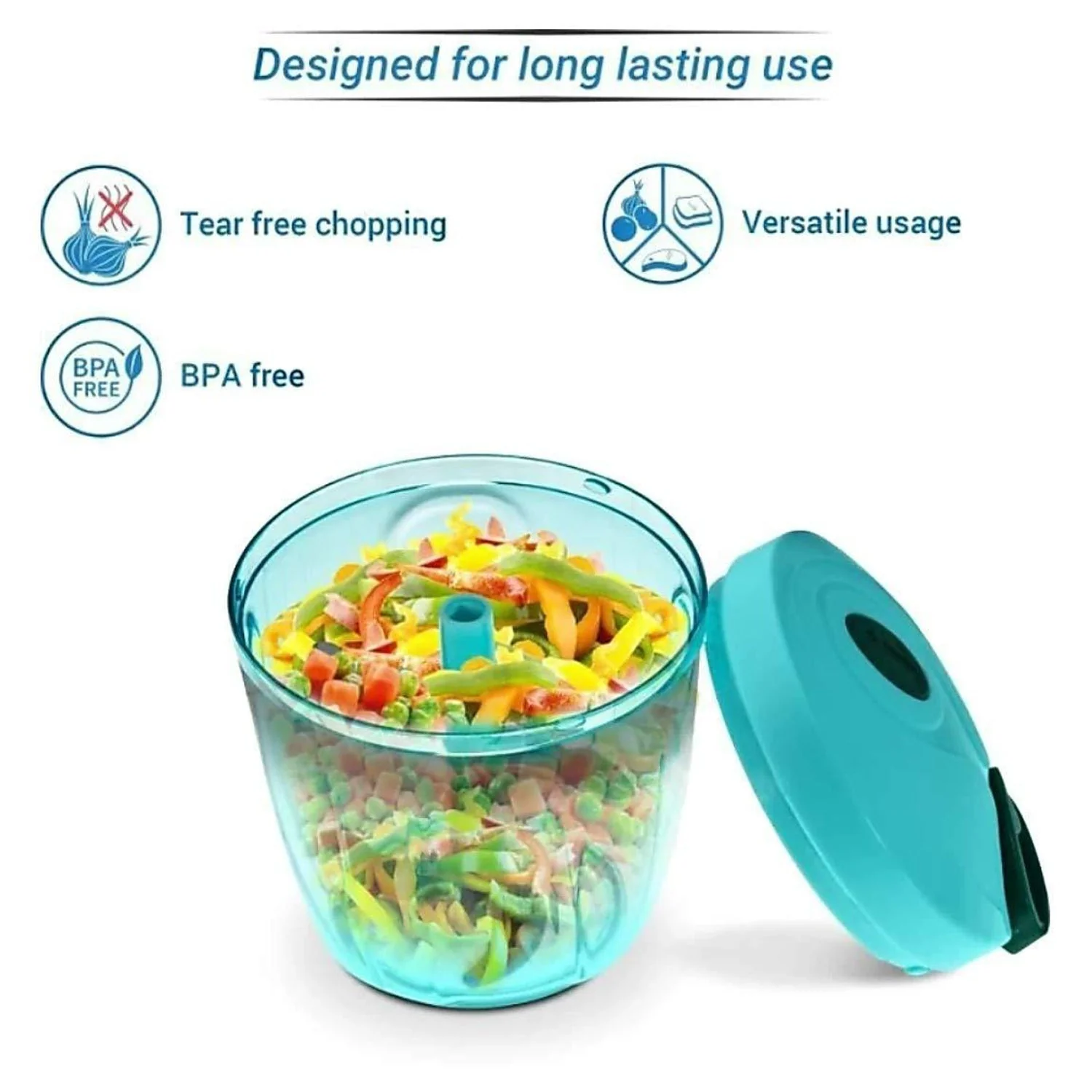Manual Stainless Steel Vegetable Chopper – Compact, Extra Sharp with 5 Blades - Image 7