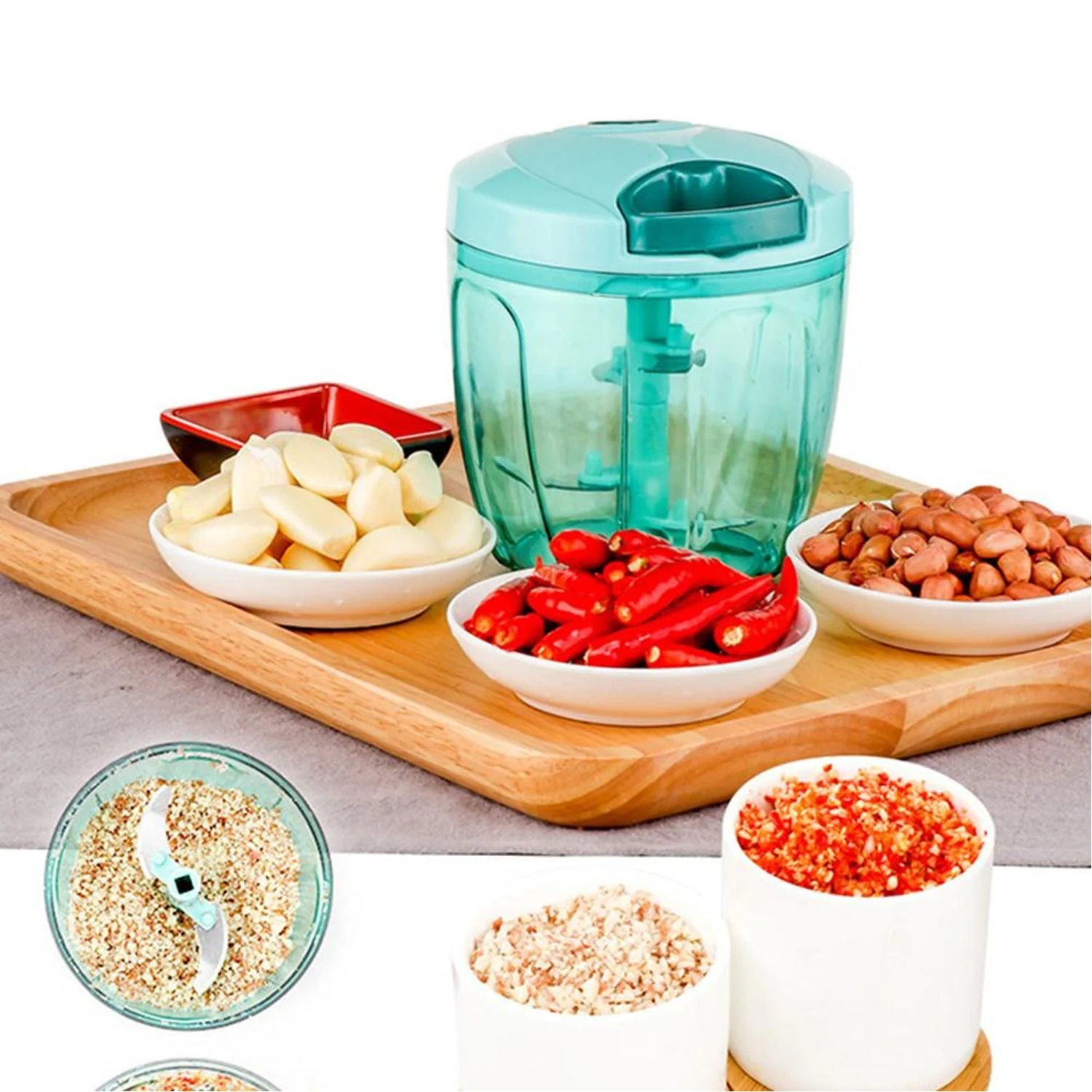 Manual Stainless Steel Handheld Vegetable Chopper with 5 Blades (750 ml) - Image 11