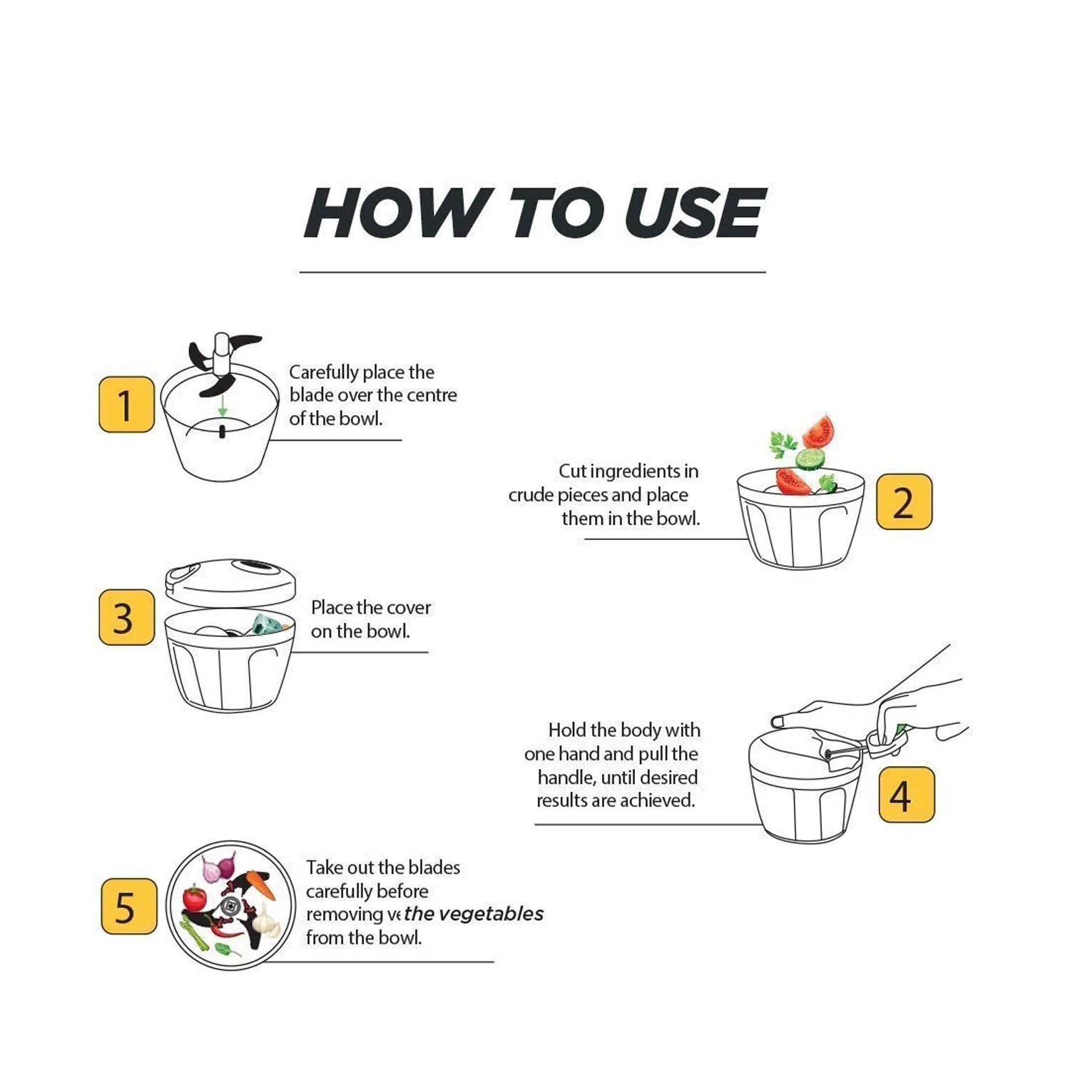 Manual Stainless Steel Handheld Vegetable Chopper with 5 Blades (750 ml) - Image 3
