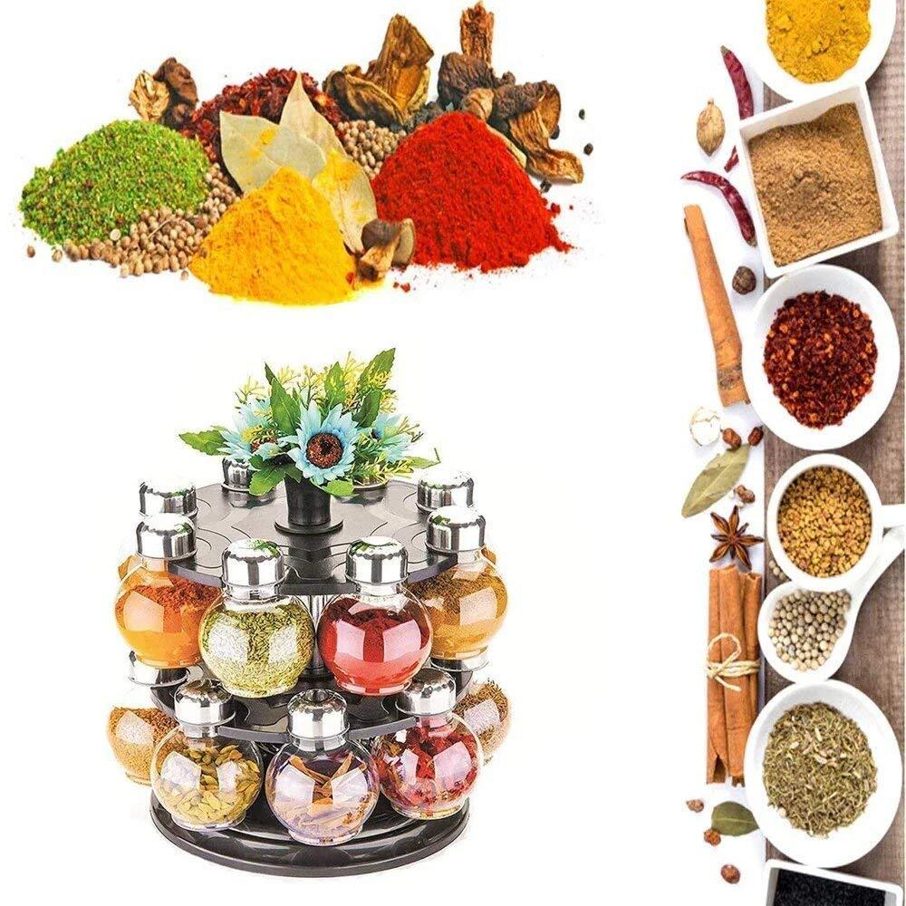 Multipurpose Revolving Plastic Spice Rack Set (16pcs) - Image 4