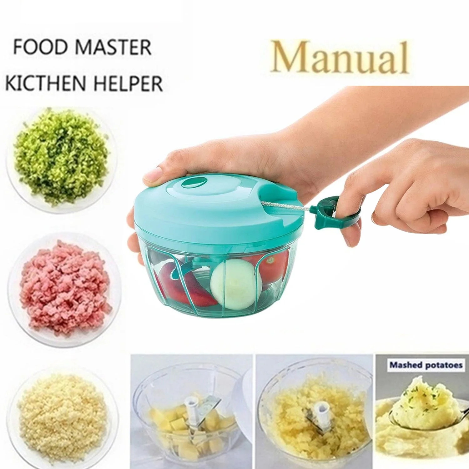Manual Food Chopper, Compact & Powerful Hand Held Vegetable Chopper / Blender - Image 8
