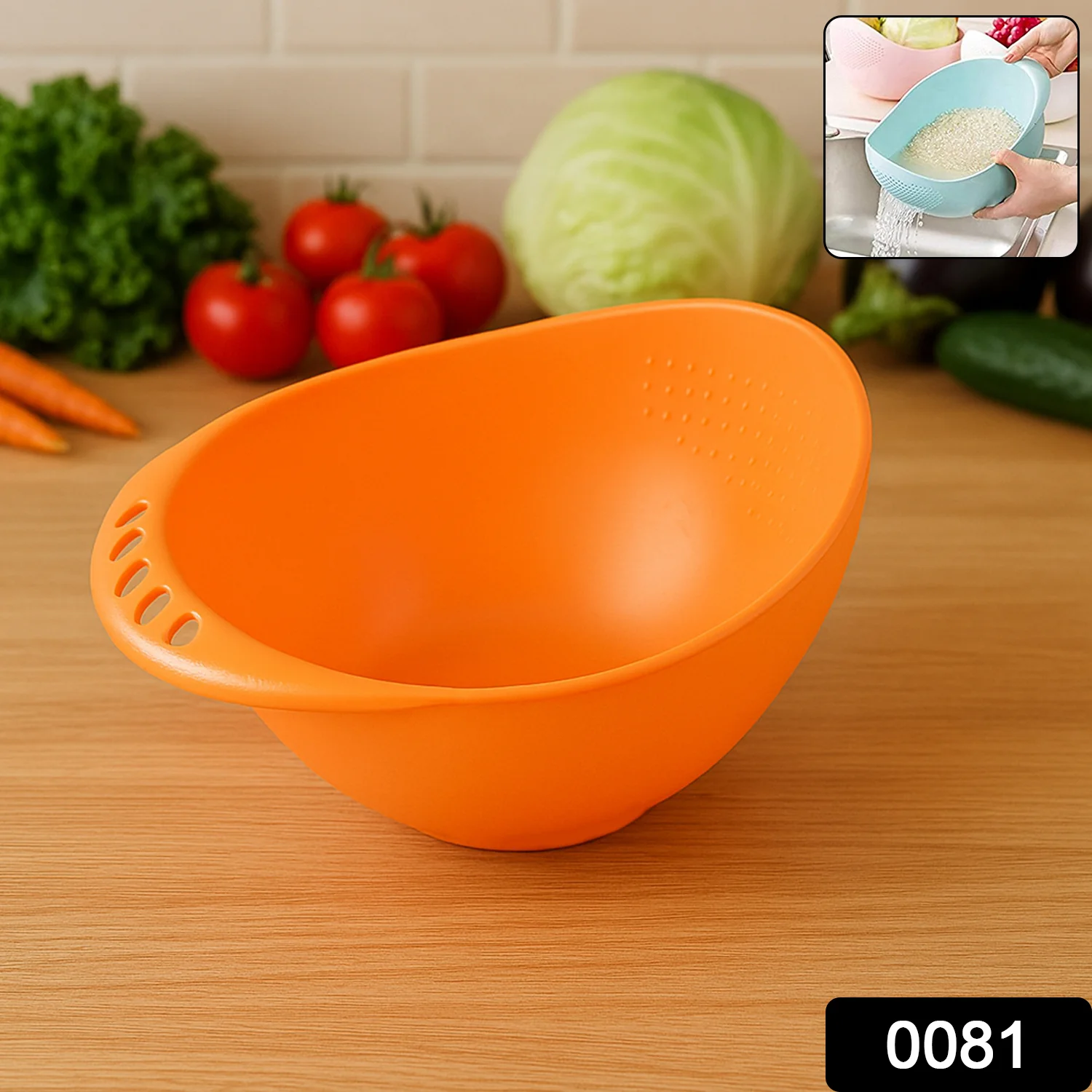 Virgin Rice Bowl Plastic Strainer, Water Strainer | Vegetable & Fruits Washing - Image 2