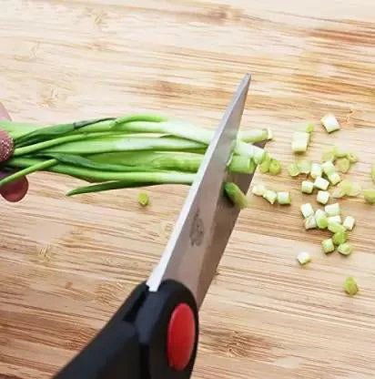 Kitchen Knife Set with Wooden Block and Scissors, Chhari (5 pcs, Black) - Image 3