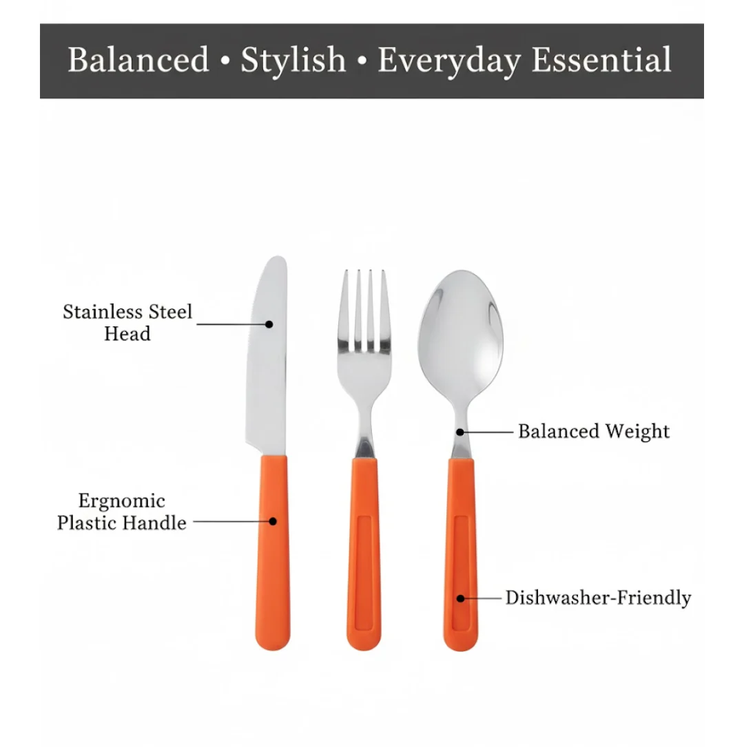 New Stylish 24 Pcs Plastic, Stainless Steel Cutlery Set (Pack of 24) - Image 6