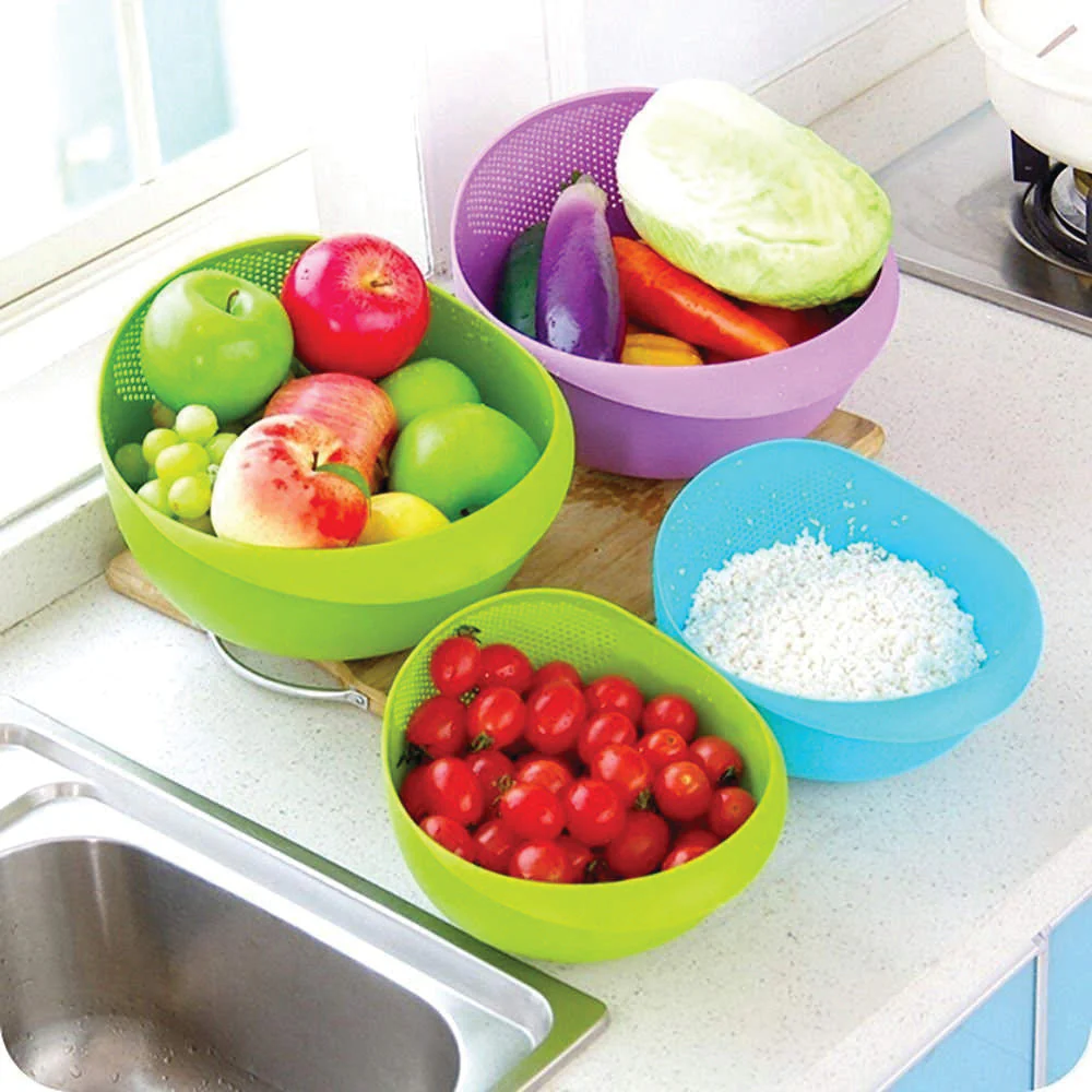 Kitchen Plastic big Rice Bowl Strainer Perfect Size for Storing and Straining - Image 6