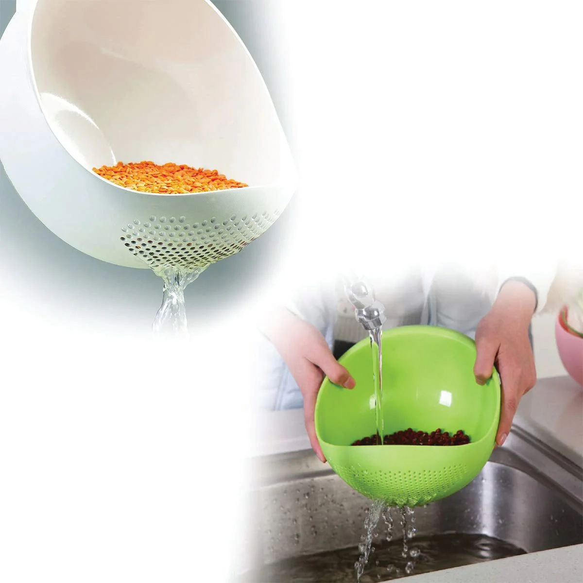Kitchen Plastic big Rice Bowl Strainer Perfect Size for Storing and Straining - Image 8