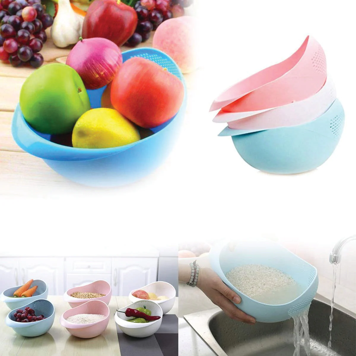 Kitchen Plastic big Rice Bowl Strainer Perfect Size for Storing and Straining - Image 9