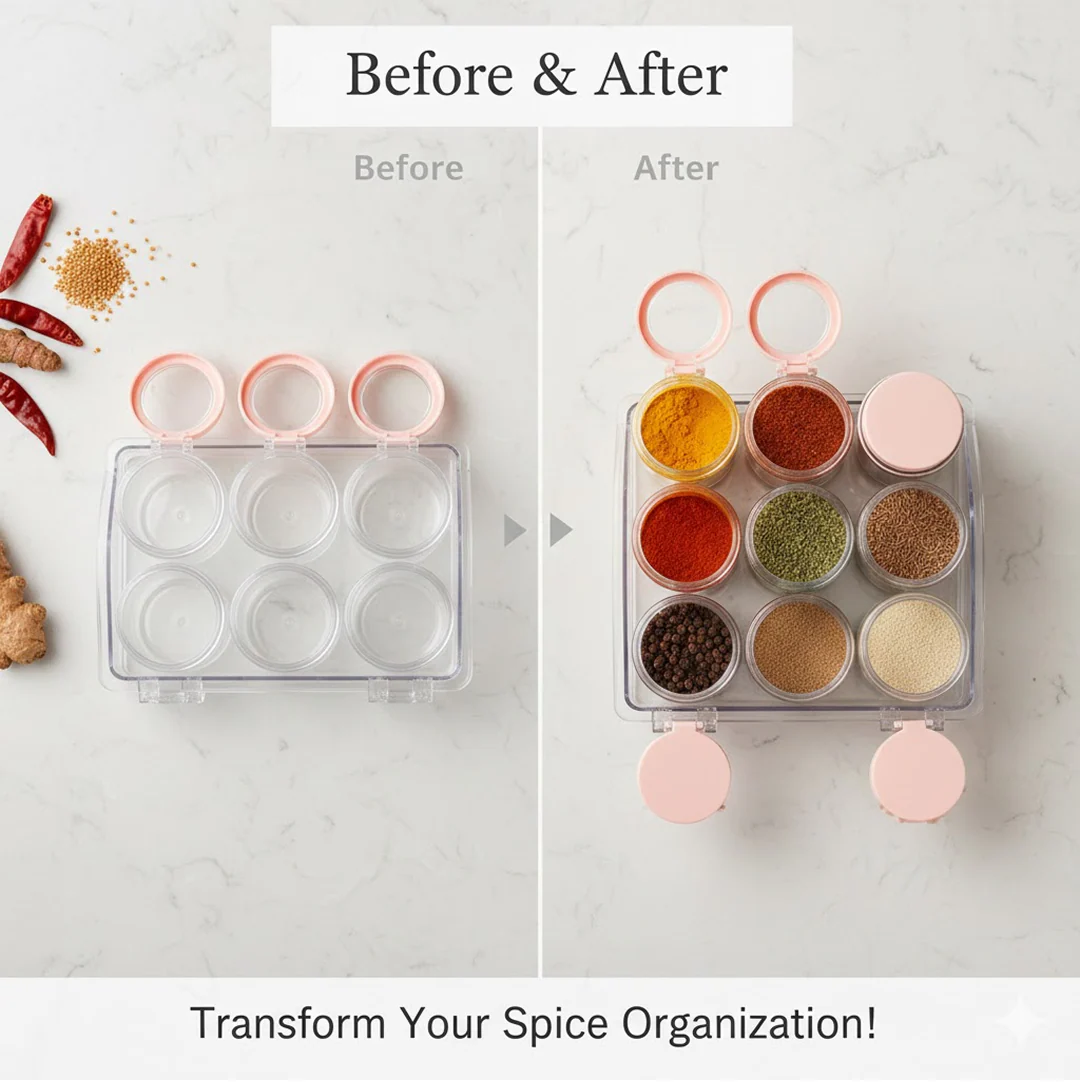 Plastic Spice Jars (6 pcs, 14x22x8cm, Multicolour) - Image 4