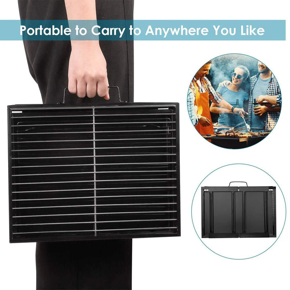 Folding Barbeque Charcoal Grill Oven (Black, Carbon Steel) - Image 6