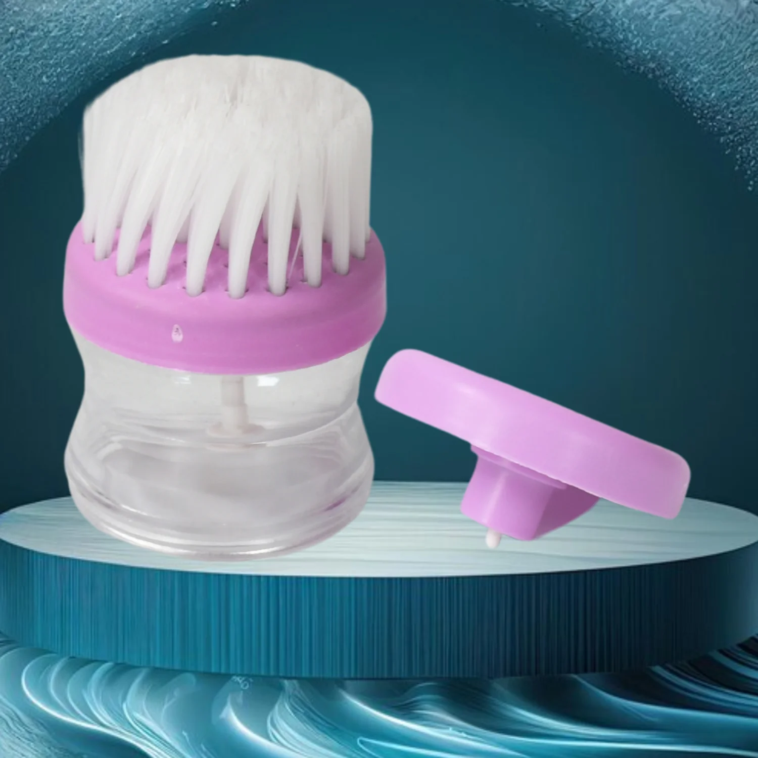 Plastic Wash Basin Brush Cleaner with Liquid Soap Dispenser (Multicolour) - Image 12
