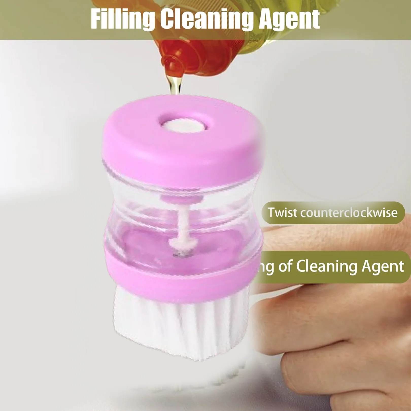 Plastic Wash Basin Brush Cleaner with Liquid Soap Dispenser (Multicolour) - Image 2