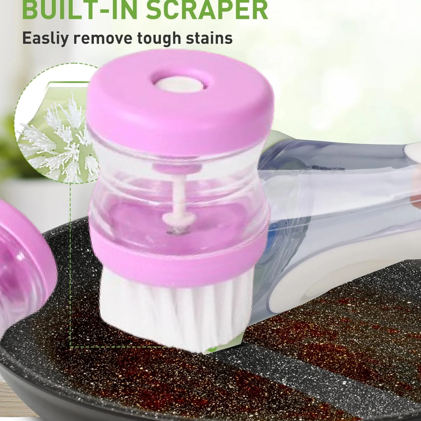 Plastic Wash Basin Brush Cleaner with Liquid Soap Dispenser (Multicolour) - Image 4