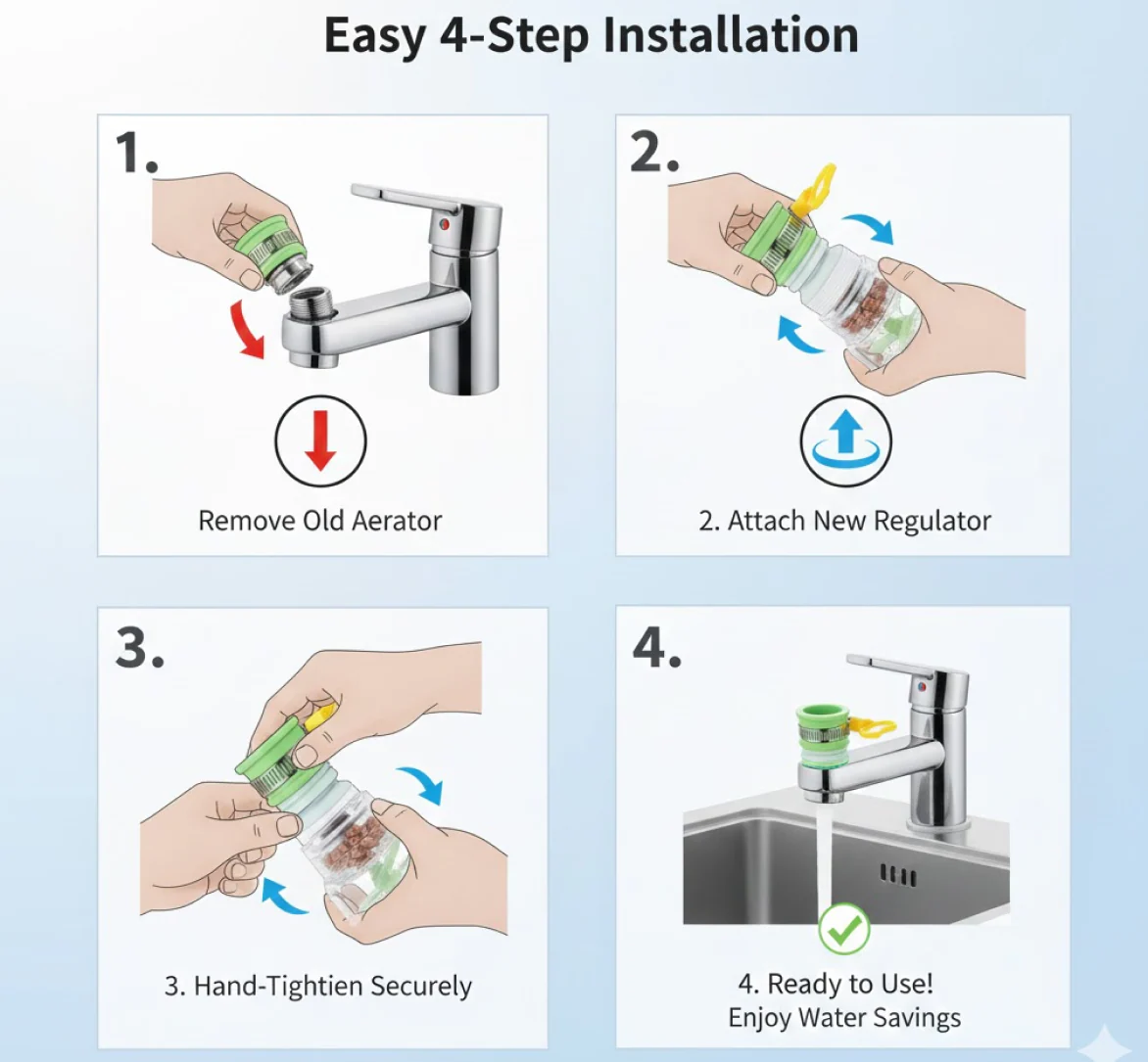 360 Degree Water Saving Faucet Expandable Water Valve Splash Regulator - Image 4