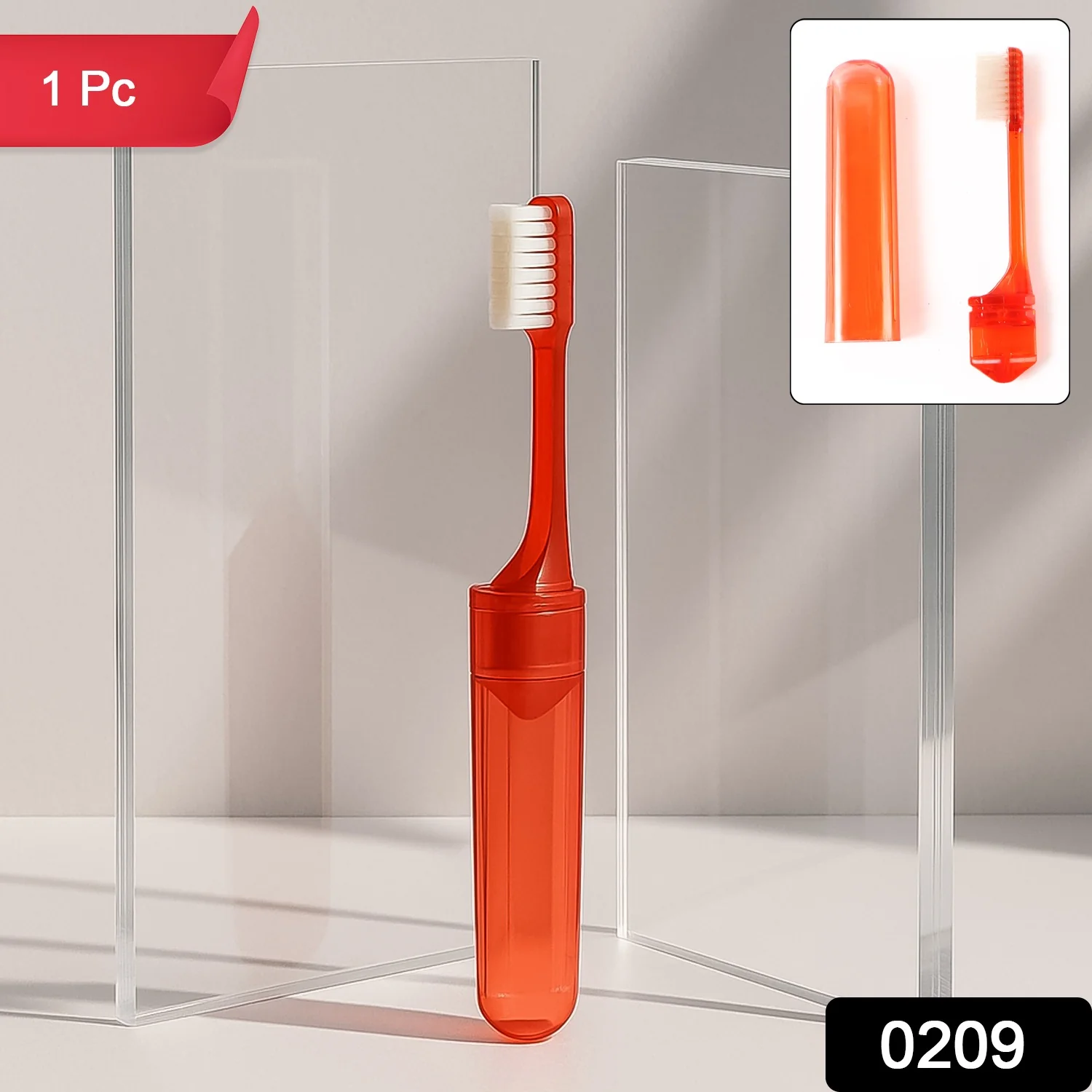 Portable Folding Toothbrush with Built-in Travel Case (1 Pc) - Image 2