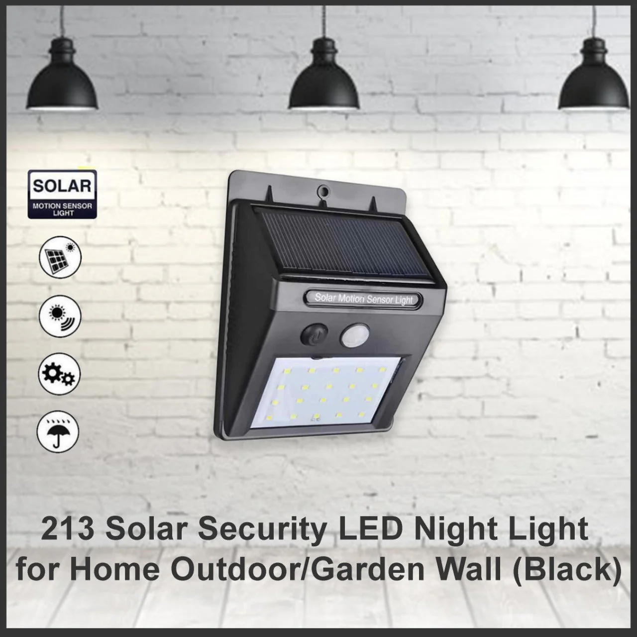Solar Security LED Night Light for Home Outdoor / Garden Wall (Black) (30-LED Lights) - Image 3
