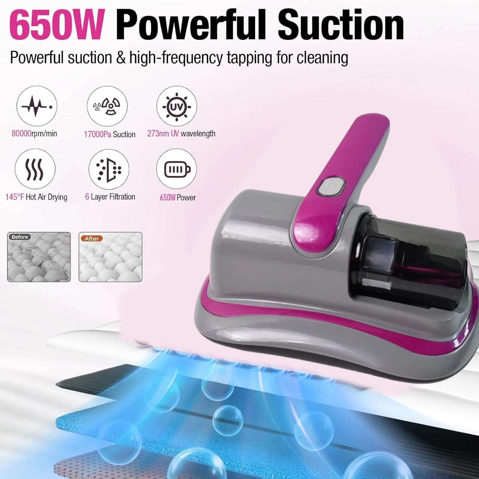 Low Noise Vacuum Cleaner for Bed - Image 3