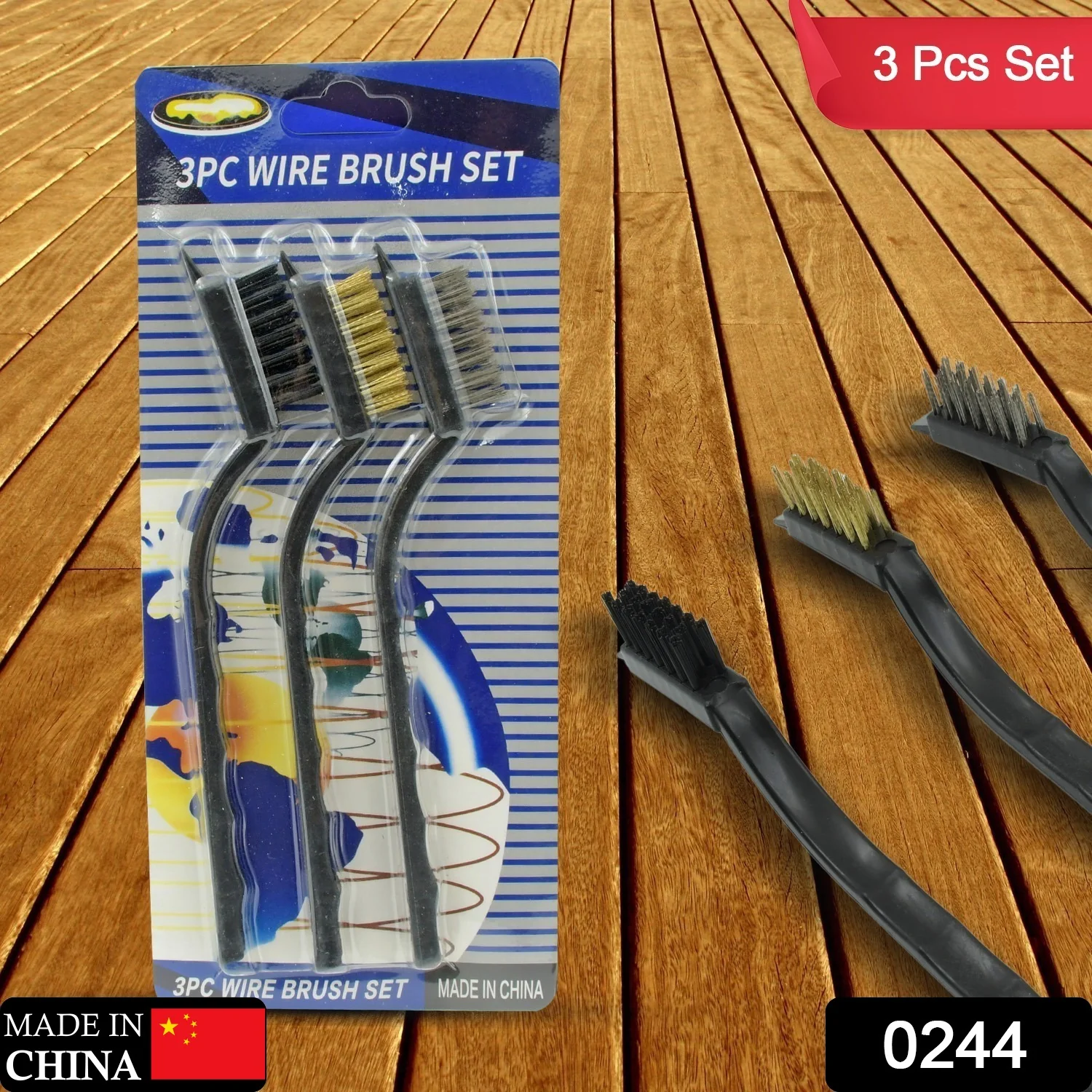 3pcs Mini Wire Brush Set (Steel / Nylon / Brass Brush) - Image 2