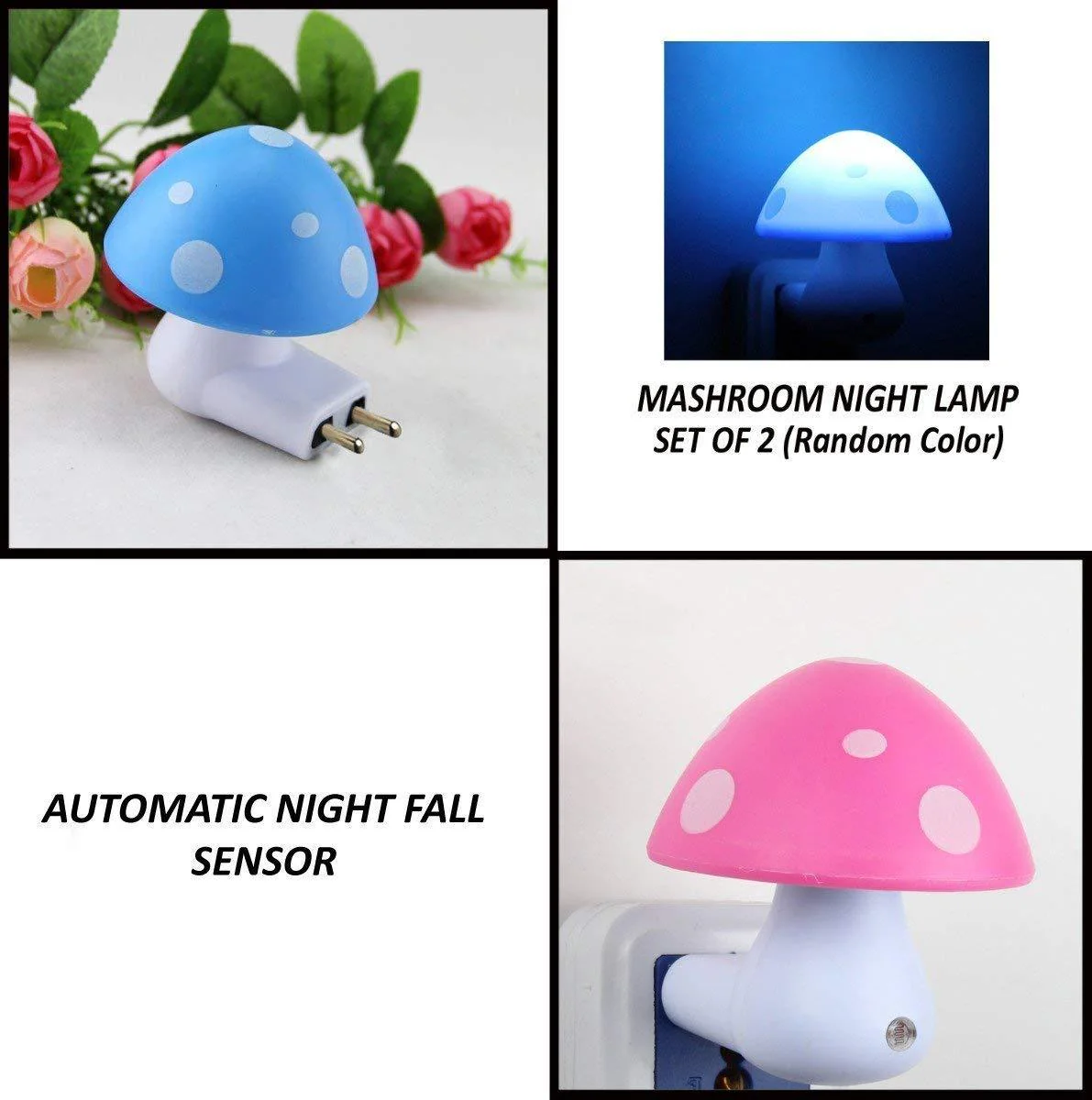 Automatic Night Sensor Mushroom Lamp (0.2 watt, Multicolour) - Image 3