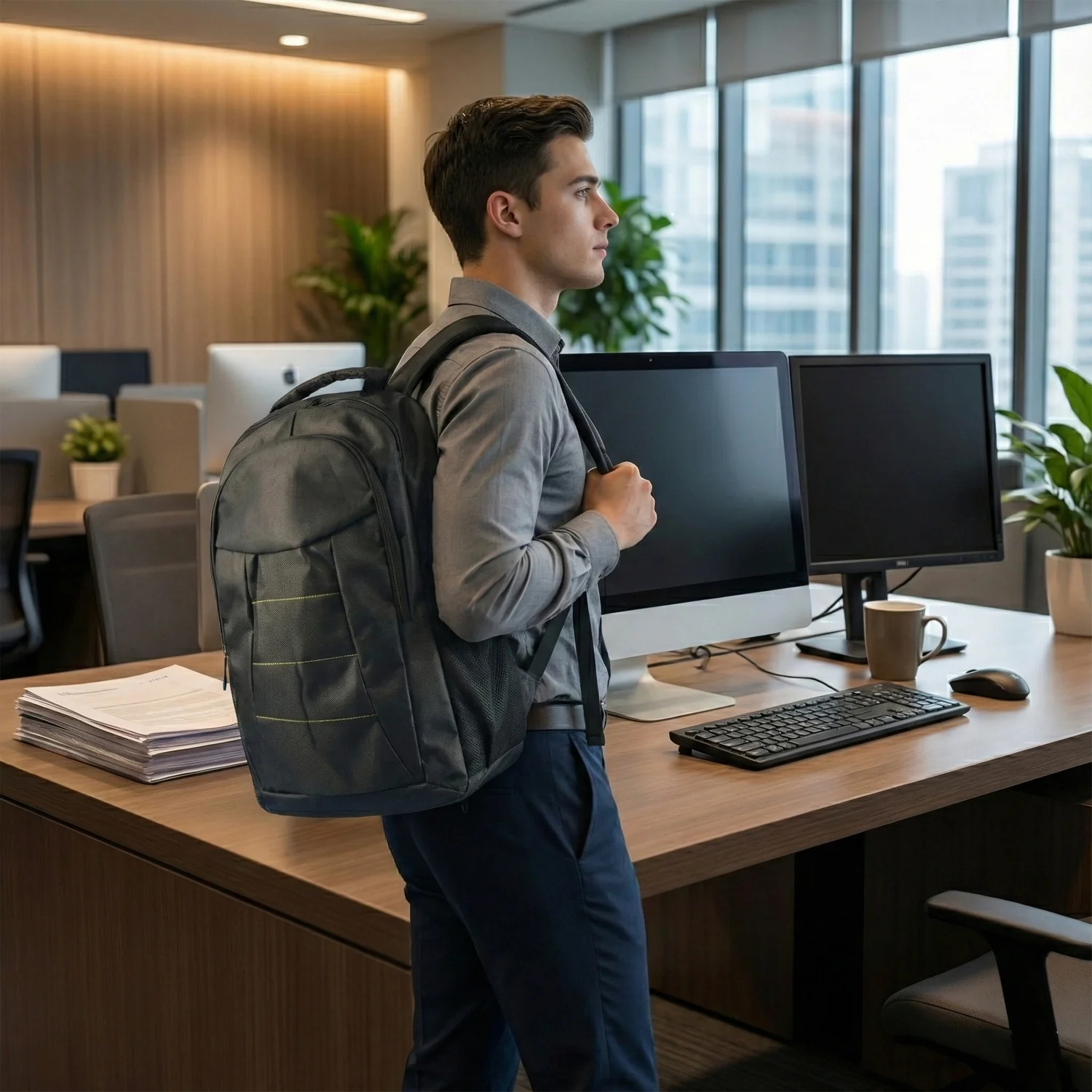 Lightweight Water-Resistant Laptop Bag with Pockets & Adjustable Strap - Image 3