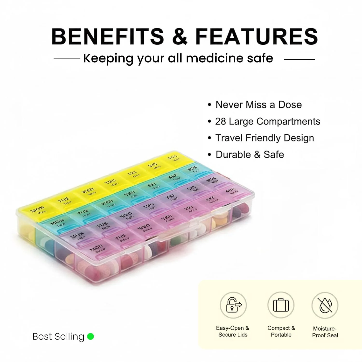 Weekly Pill Case 28-Slot Medicine Organizer - Image 7