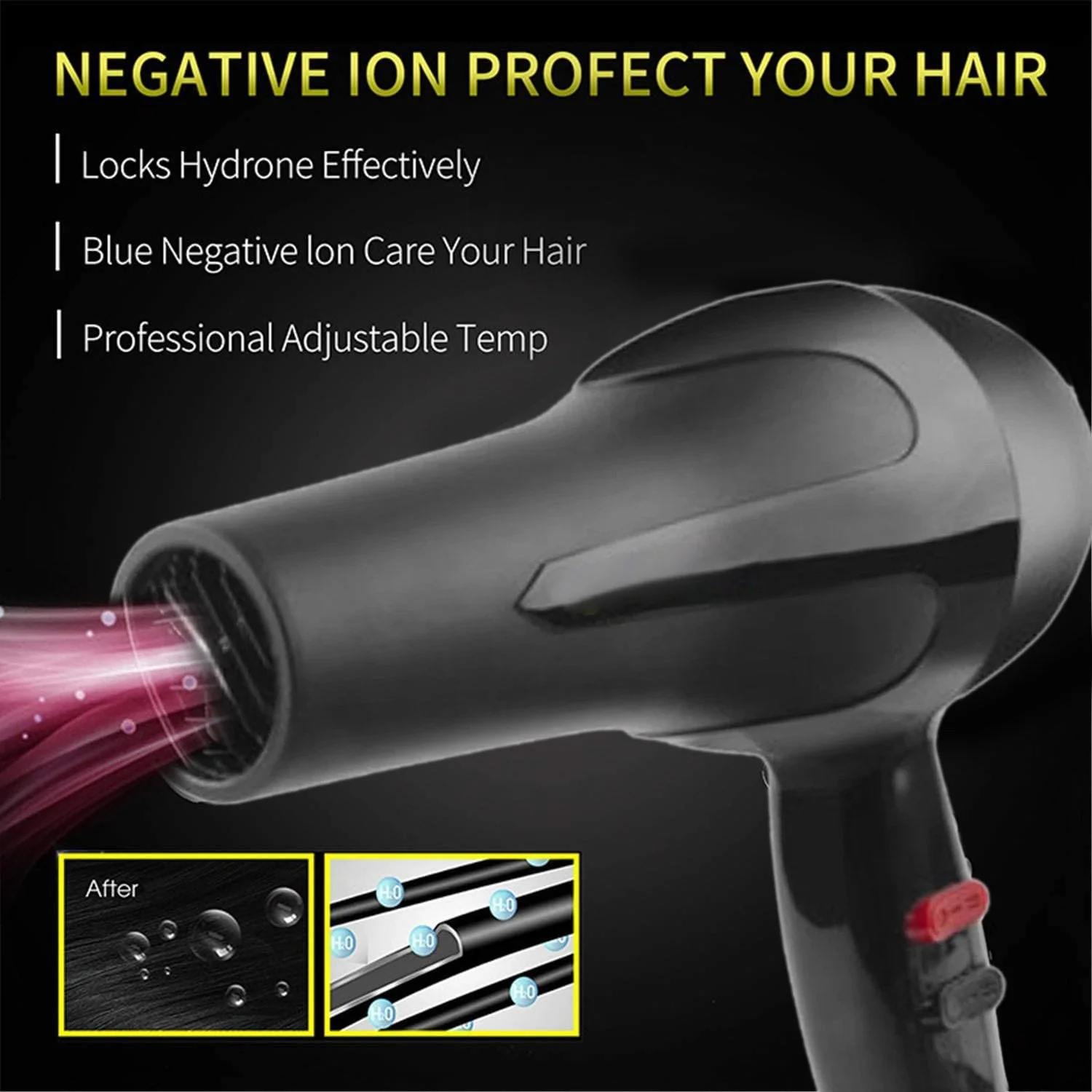 1500 Watts Professional Hair Dryer 2888 (Black), Hair accessories - Image 3
