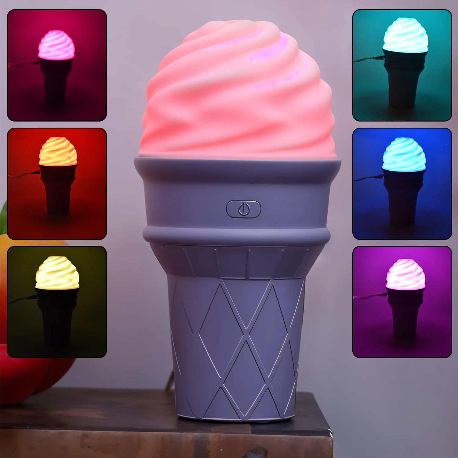 Ice Cream Cone Shape Air Freshener Humidifier (1Pc / Purple ) - Image 7