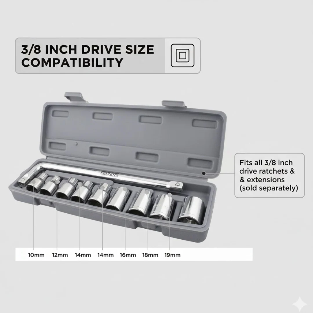 Drive Standard Socket Wrench Set -10 pc, 6 pt. 3 / 8 in. - Image 7