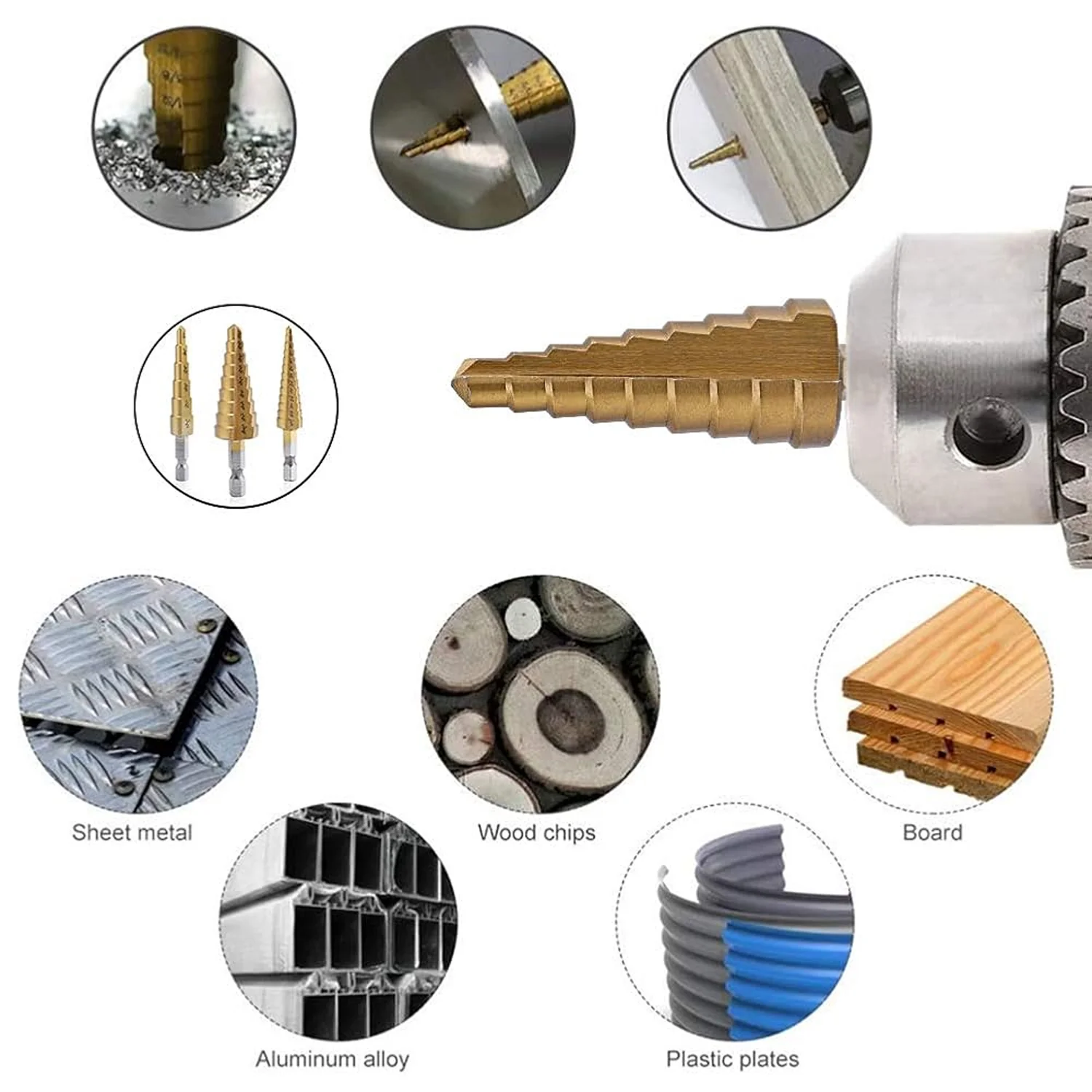 3X Large HSS Steel Step Cone Drill Titanium Bit Set Hole Cutter (4-32, 4-20, 4-12mm) - Image 3
