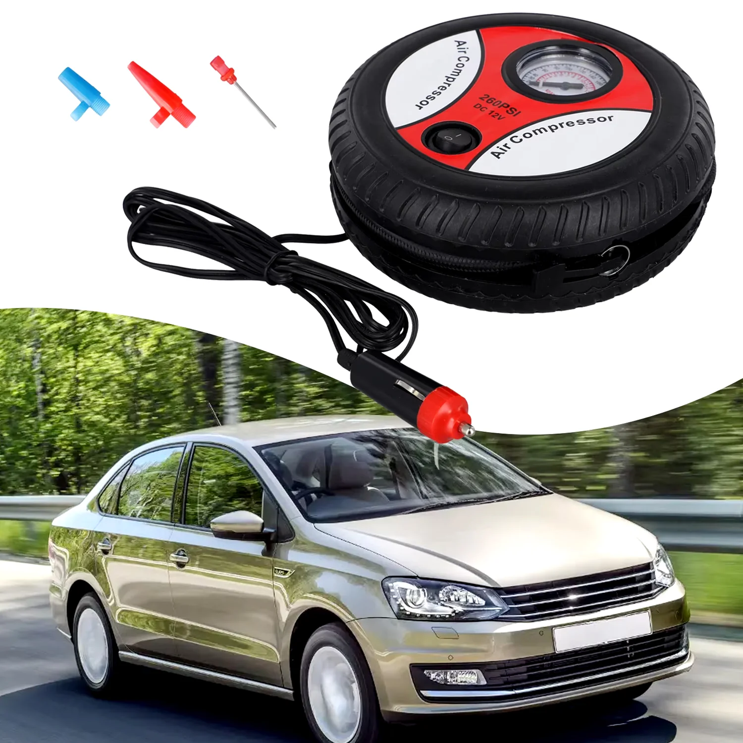 Compressor for Car and Bike 12V 260 PSI Tyre Inflator Air Pump - Image 3