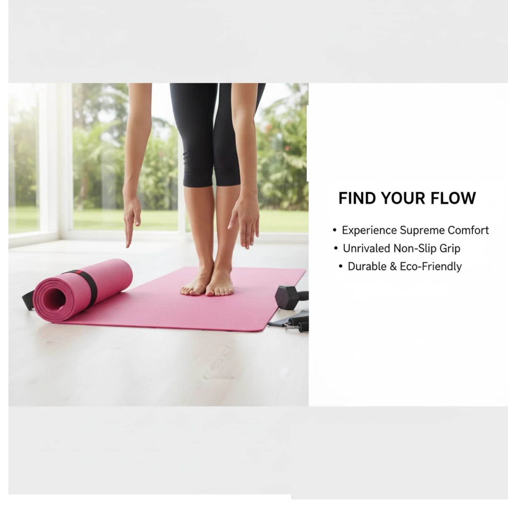 Yoga Mat Eco-Friendly for Fitness & Gym – Non-Slip Exercise Mat (180x60cm) - Image 6