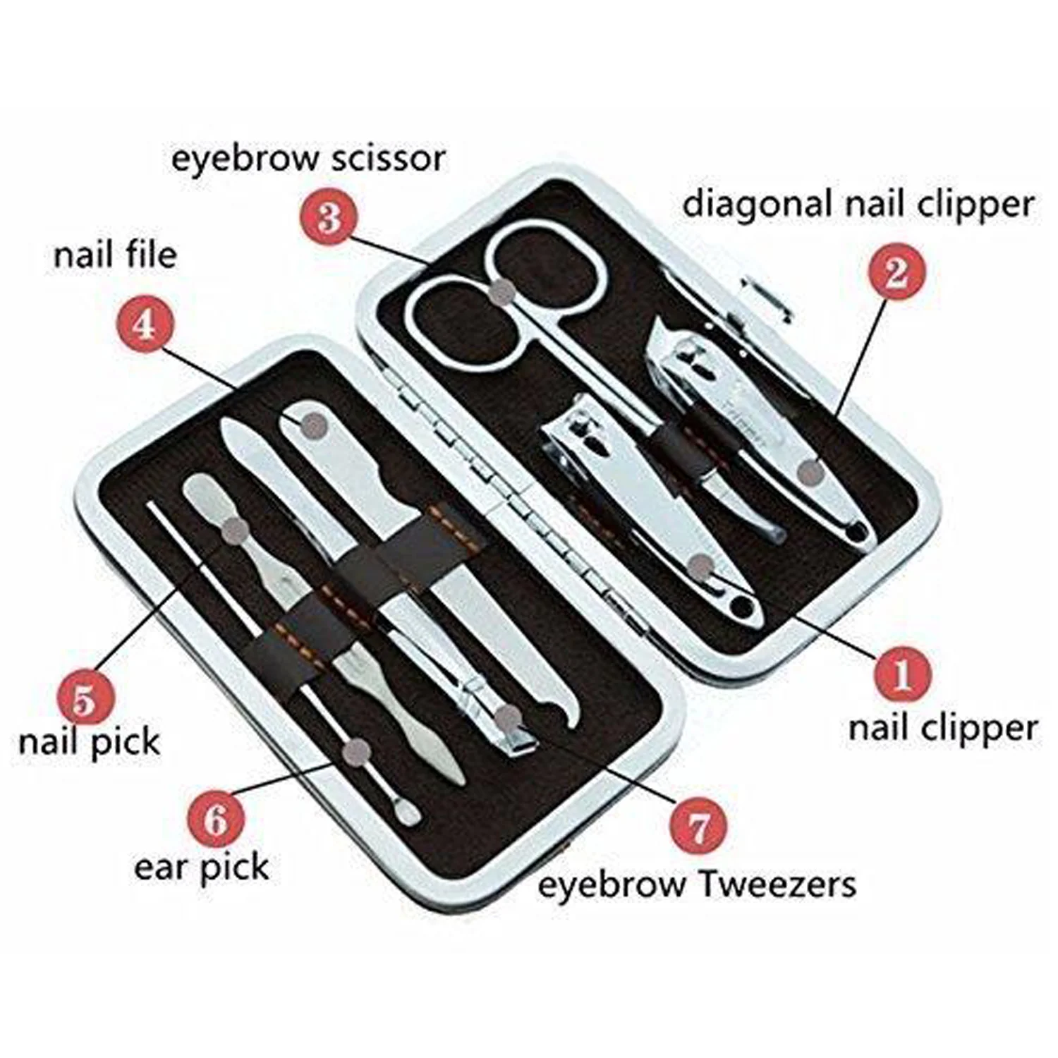 Pedicure & Manicure Tools Kit For Women, Nail Clipper (7in1) - Image 6