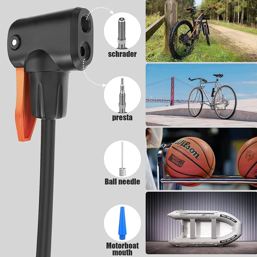 Portable Mini Bike Pump with Gauge - Image 3