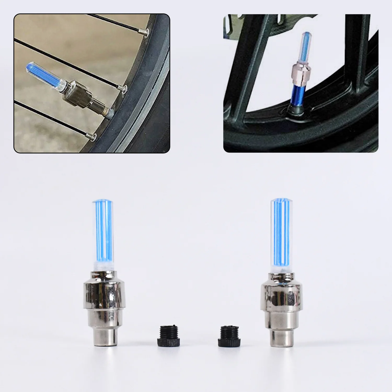 LED Flash Light lamp tyre Wheel Valve Sealing caps (2 Pc / Mix Color) - Image 14