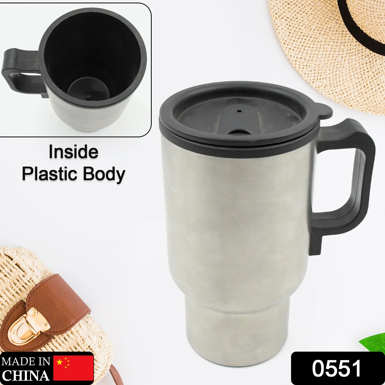 12V Car Charging Electric Kettle Mug (Silver) - Image 2