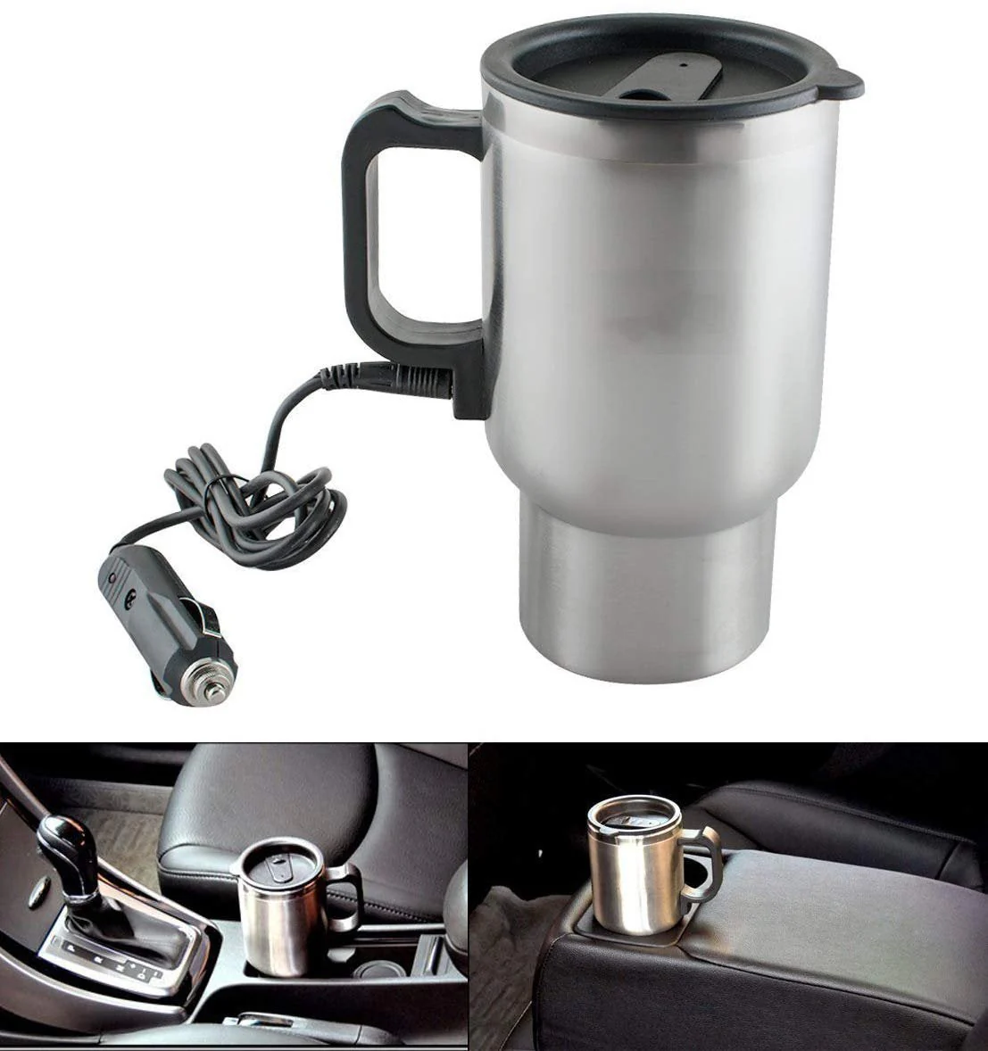 12V Car Charging Electric Kettle Mug (Silver) - Image 5