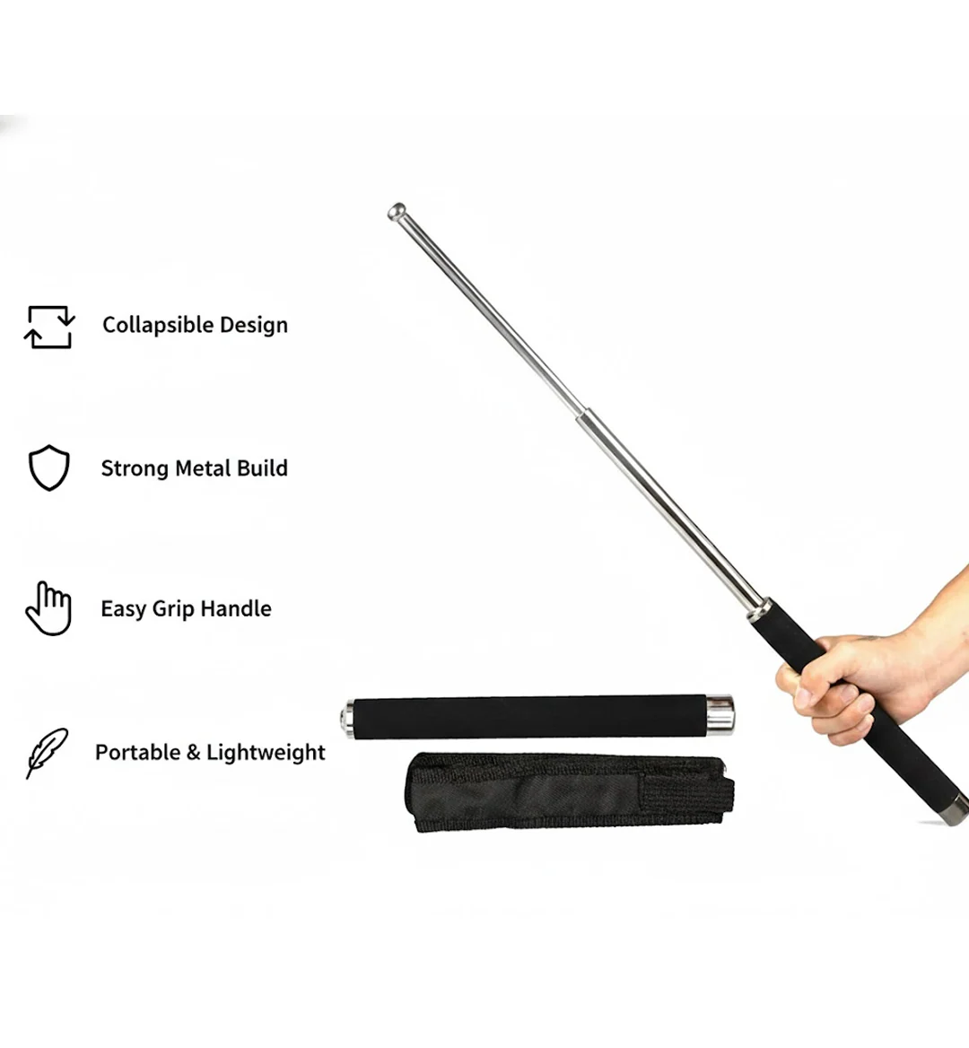 Multi-Function Collapsible Self Defense Stick Extended - Image 8