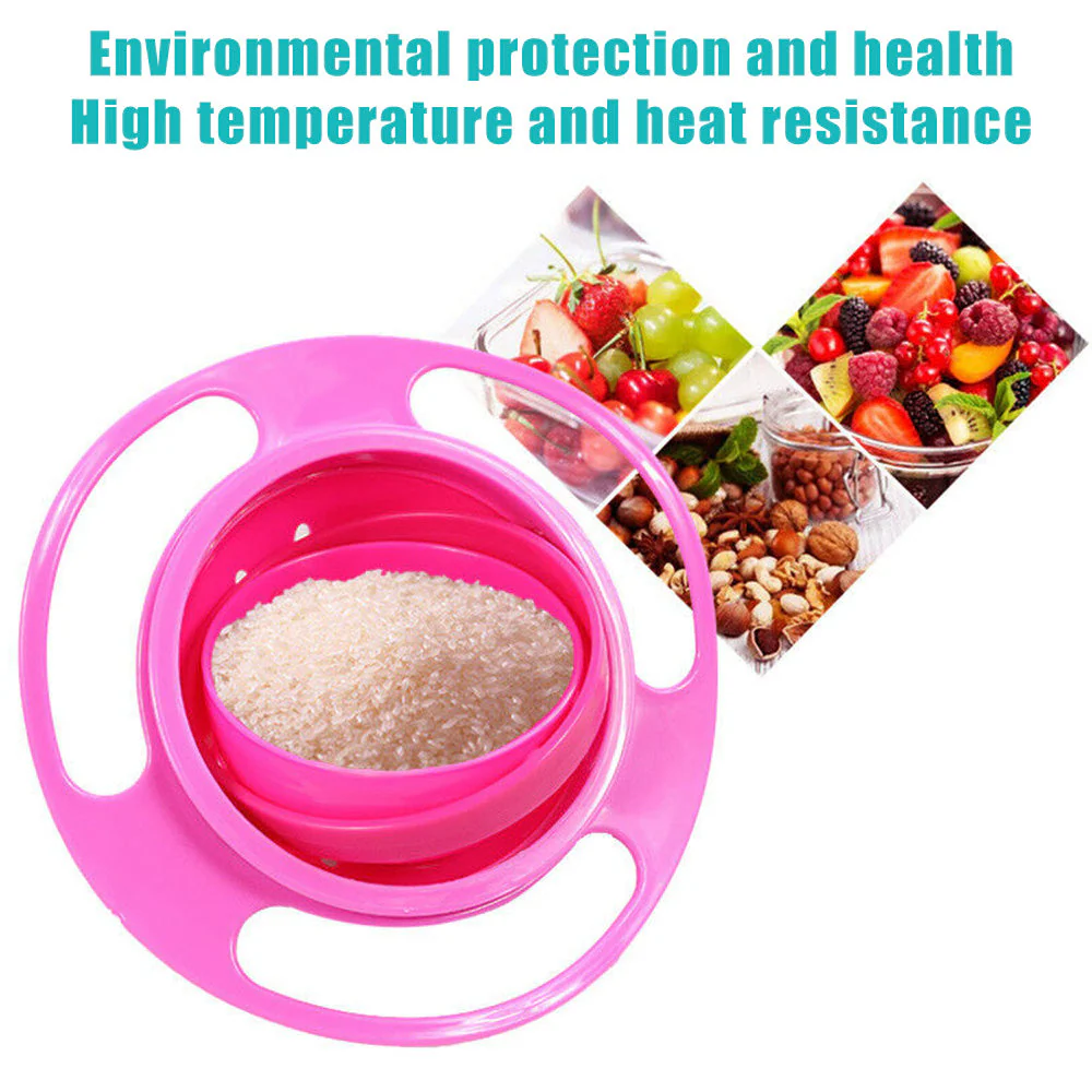 Portable Non Spill Feeding Toddler Gyro Bowl 360 Degree Rotating Dish - Image 7