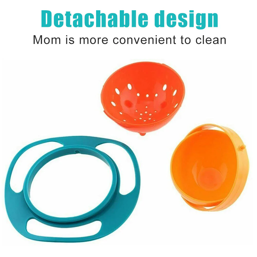 Portable Non Spill Feeding Toddler Gyro Bowl 360 Degree Rotating Dish - Image 9