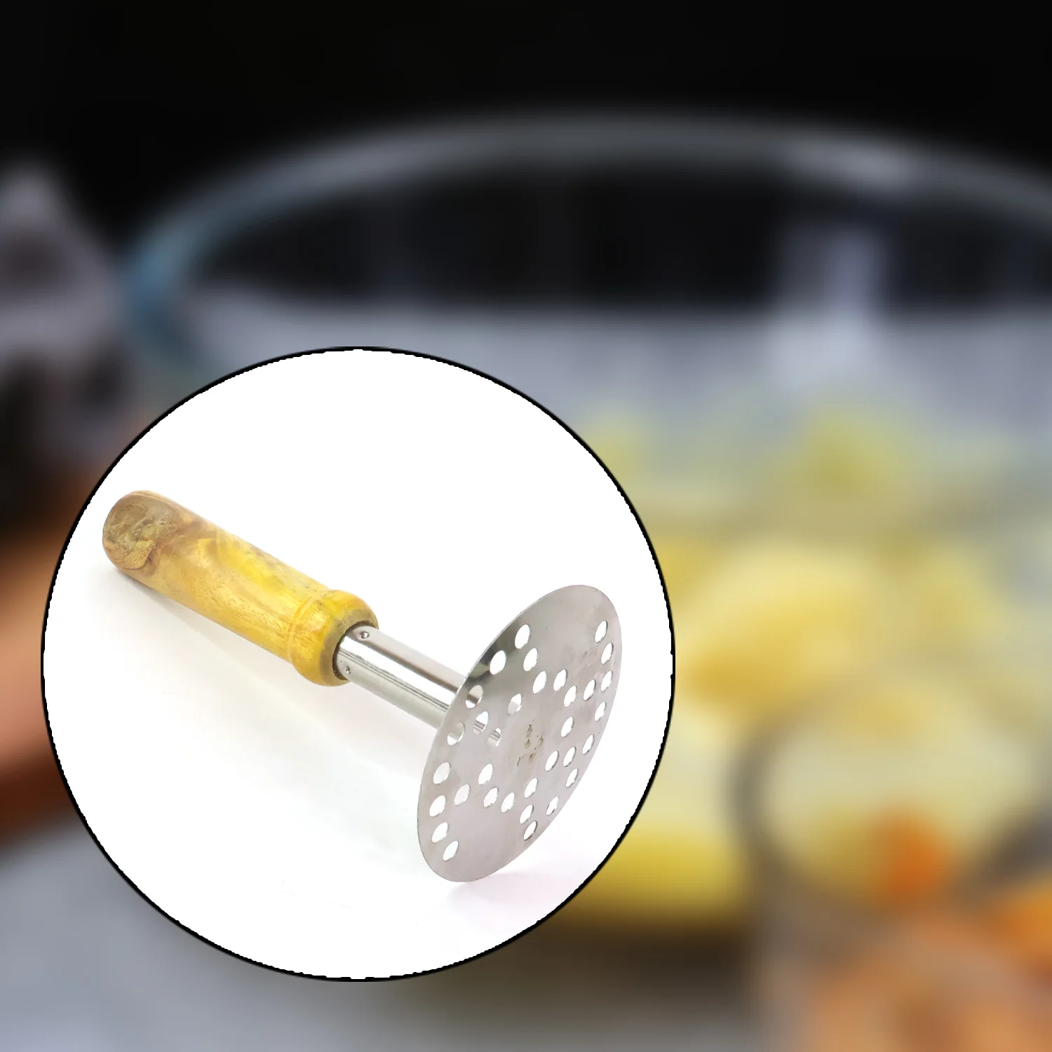 Stainless Steel Potato Masher, Pav Bhaji Masher with wooden handle - Image 10