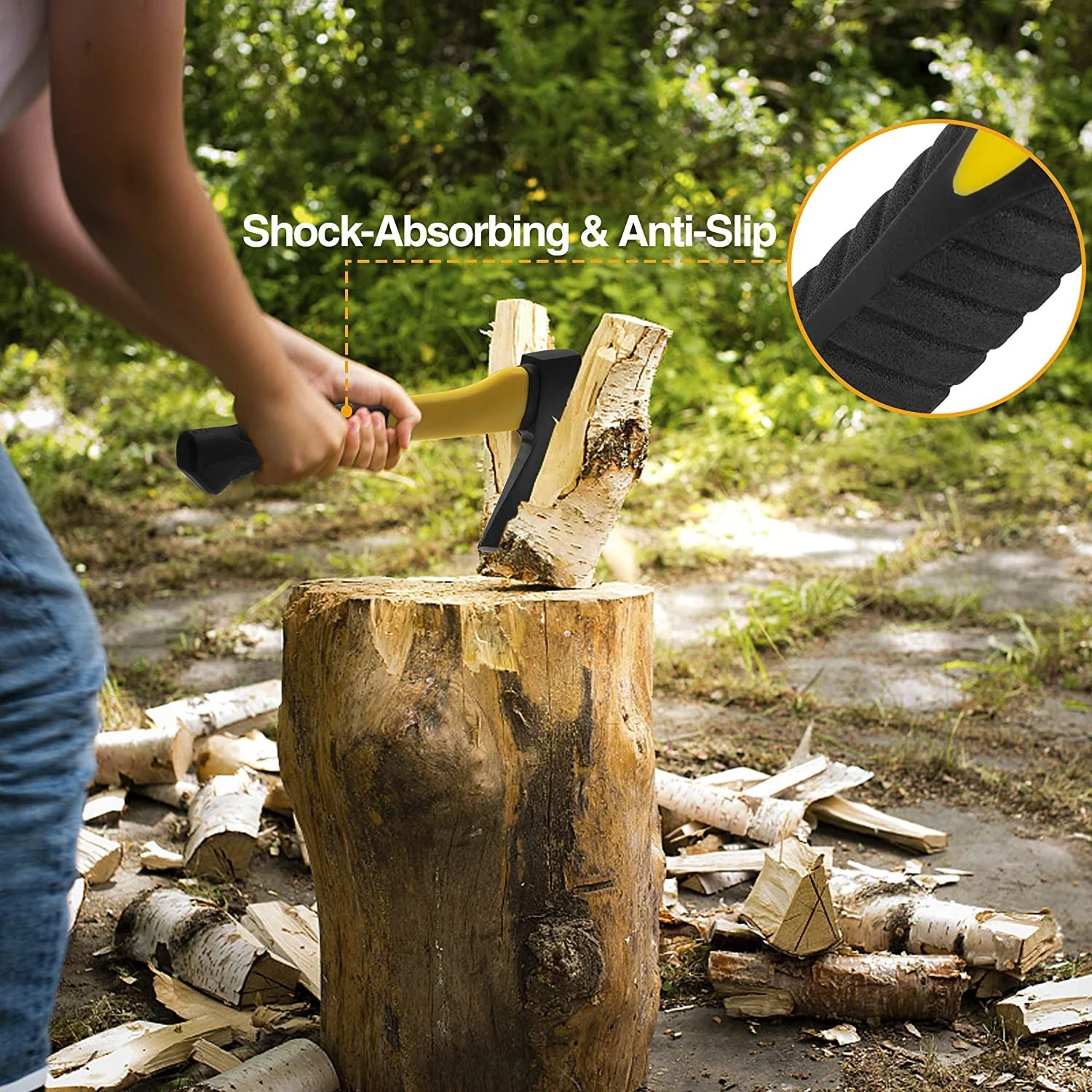 Fiberglas's Body Rubberised Handle Wood Cutting Axe - Image 3