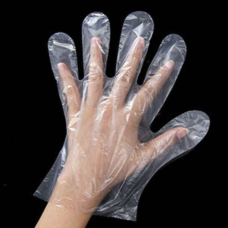 Plastic Transparent Disposable Clear Gloves (White) (100Pc) - Image 9