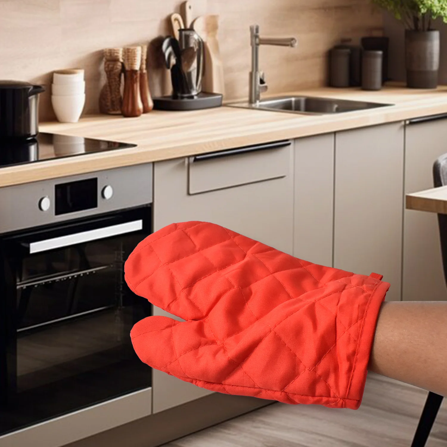 Heat Resistant Non-Slip Oven Mitts / Gloves (1pc) - Image 3