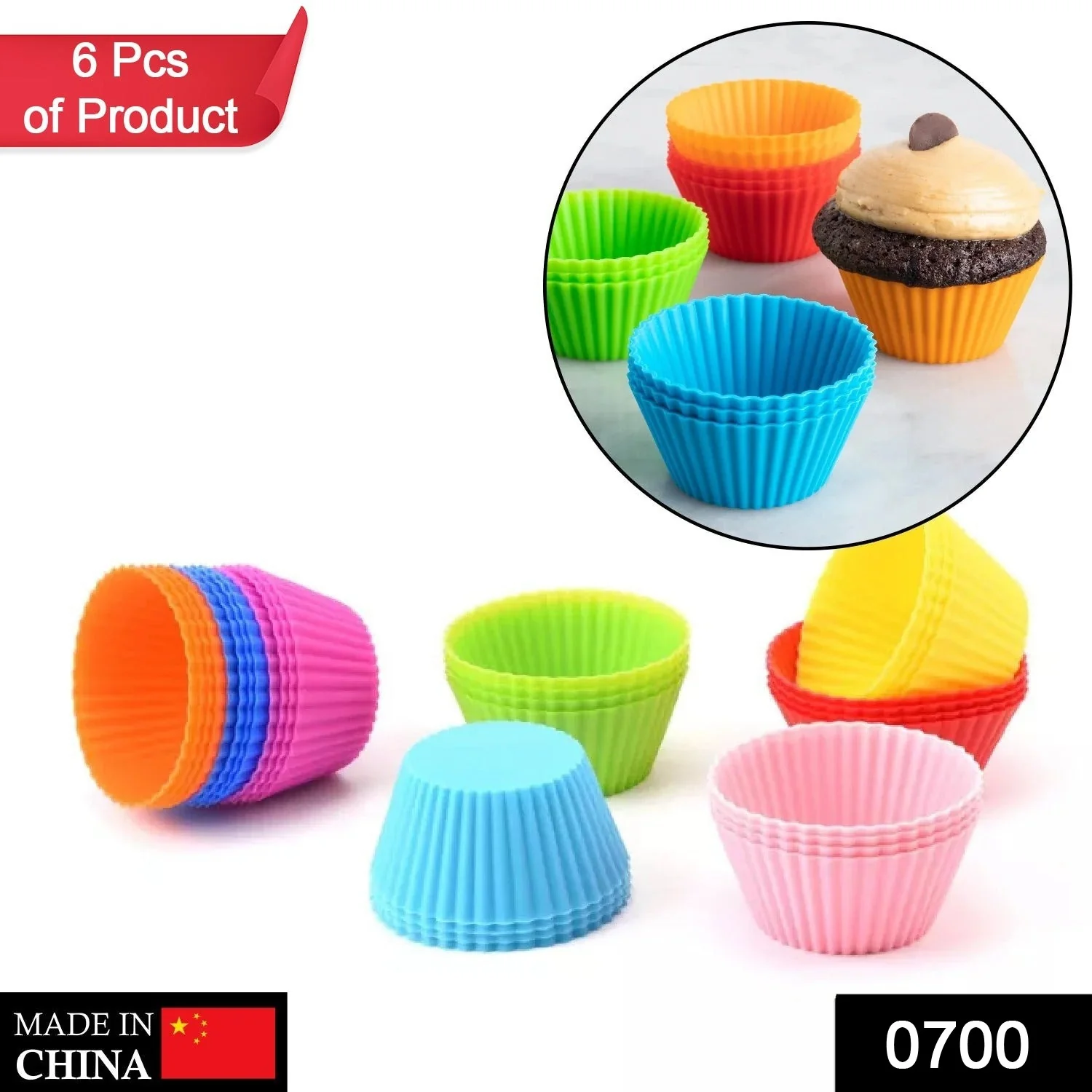 Silicone Cupcake-Shaped Baking Mold for Chocolate, Candy & Pastry (6 Pc) - Image 2