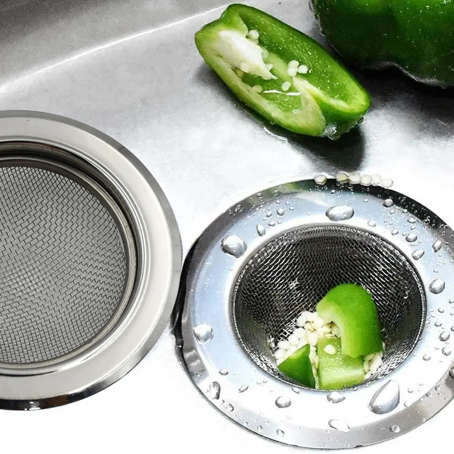 Medium Size Stainless Steel Sink Strainer Kitchen Drain Basin Filter Stopper Drainer - Image 5
