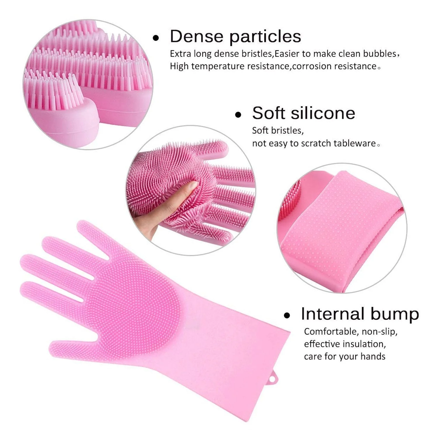 Reusable Silicone Cleaning Brush Scrubber Gloves (Multicolor) - Image 7