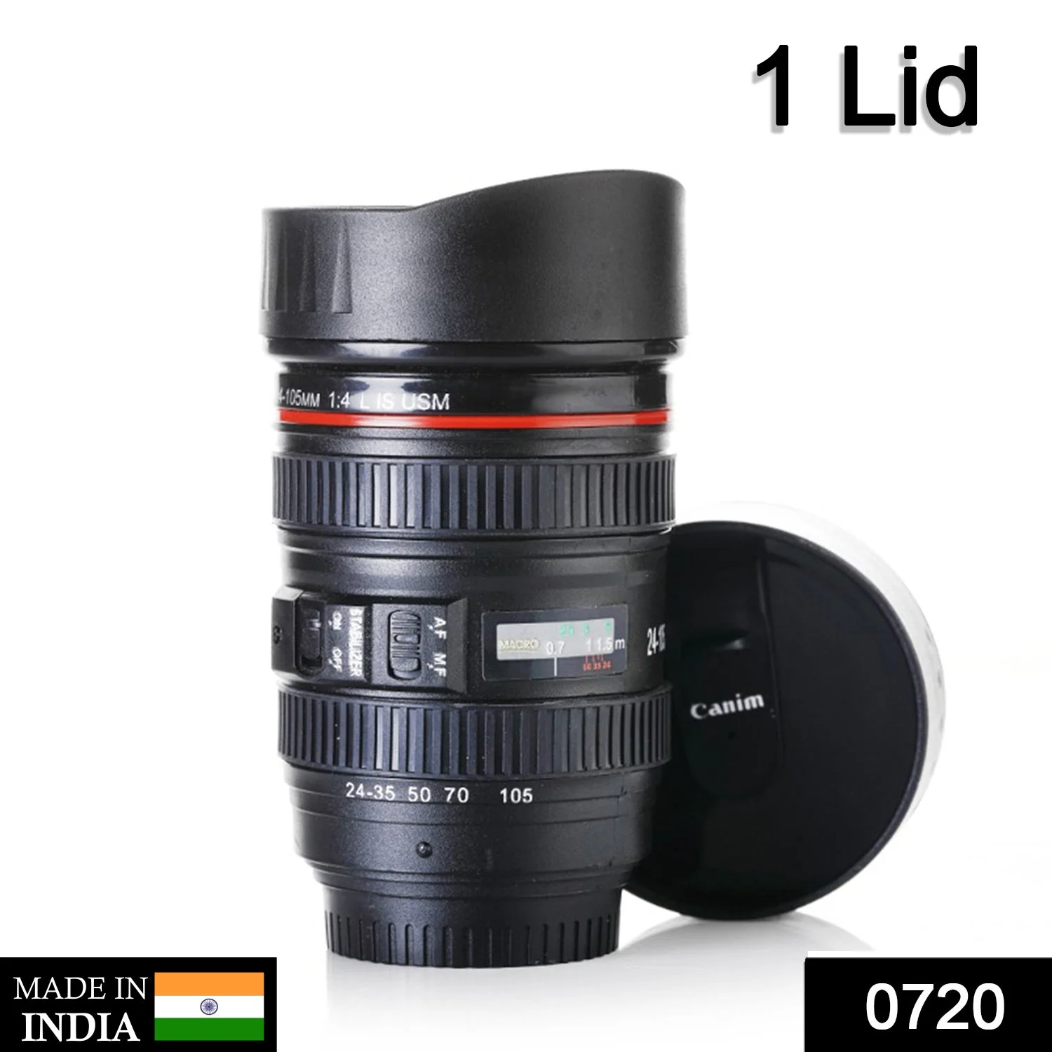Camera Lens Shaped Coffee Mug Flask With Lid - Image 2