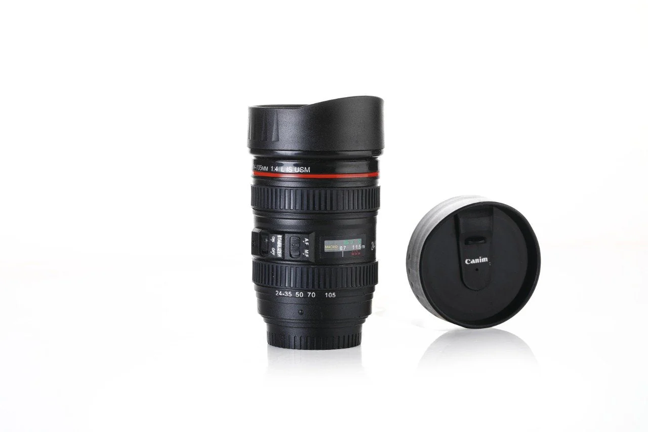 Camera Lens Shaped Coffee Mug Flask With Lid - Image 8
