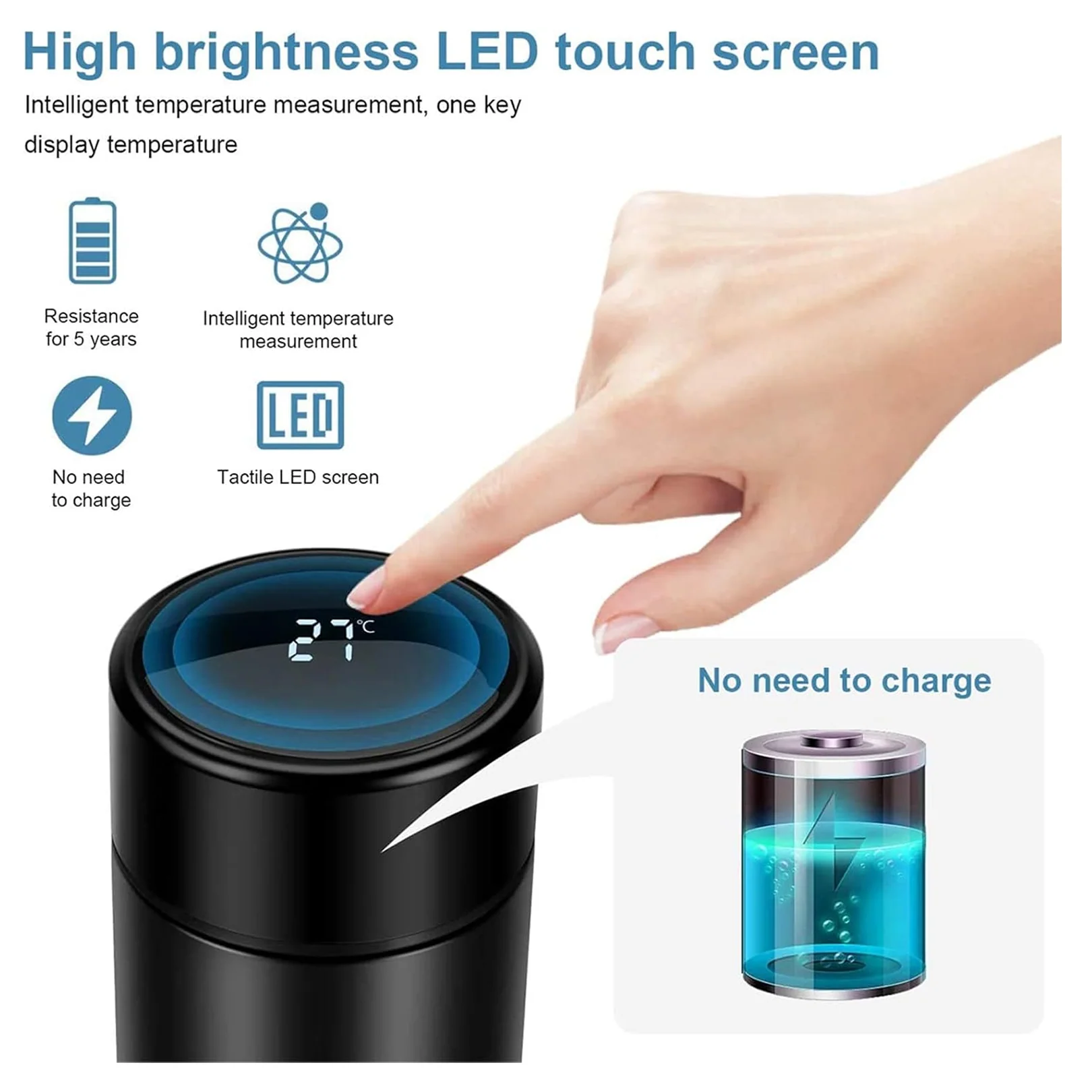 0726 Vacuum Insulated Water Bottle with LED Temperature Display (1 Pc / Multicolor) - Image 3