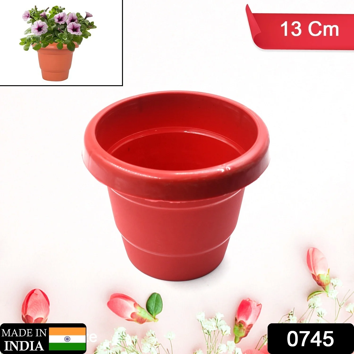 Plastic Heavy-Duty Plant Container Pot for Indoor & Balcony Garden (13cm, 1 Pc) - Image 2